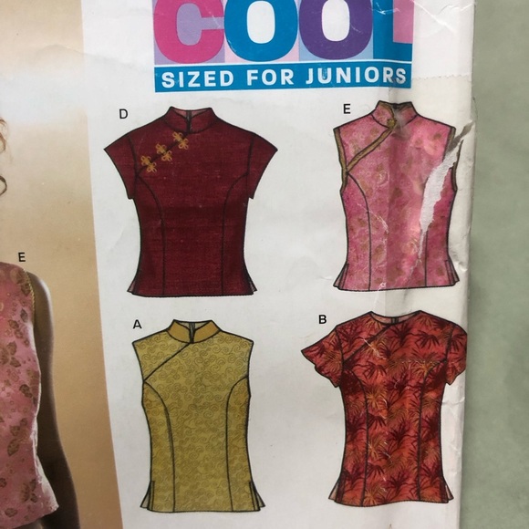 New Look 6338 - junior tops with a Mandarin style - 3/4 to 13/14- fun project - Picture 5 of 9